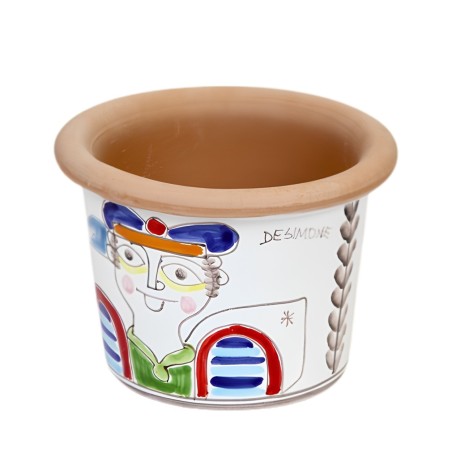 Round Cachepot Sailor de simone sicilian handmade pottery Folk VSPT819FK-2 Round Cachepot Sailor de simone sicilian handmade pottery Folk VSPT819FK-2